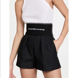 Alexander Wang Black logo elastic safari shorts